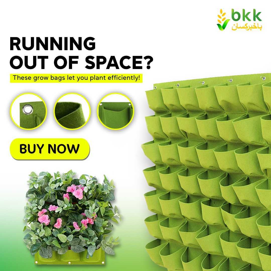 Wall-Mounted Garden Grow Bags - 18 BLACK POCKETS