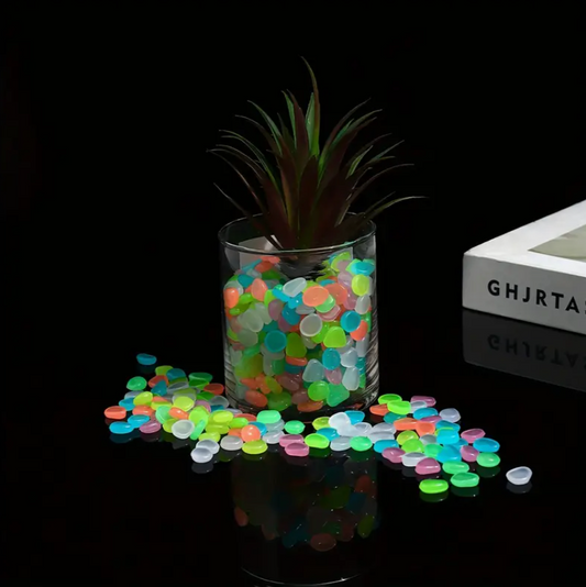 GLOW IN THE DARK Pebbles for Garden & Pots - 100pcs -Multicolor