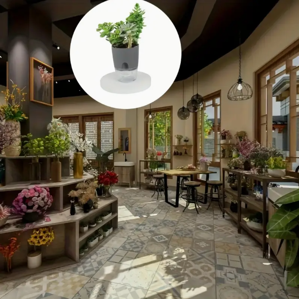 3pcs Self-Watering Planters with Watering Bottle - Gray colored