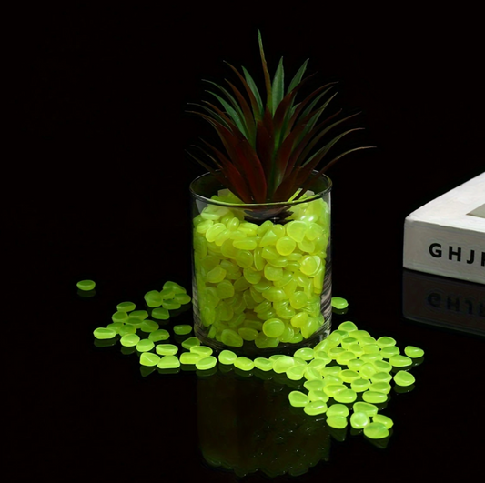 GLOW IN THE DARK Pebbles for Garden & Pots - 100pcs - Yellow