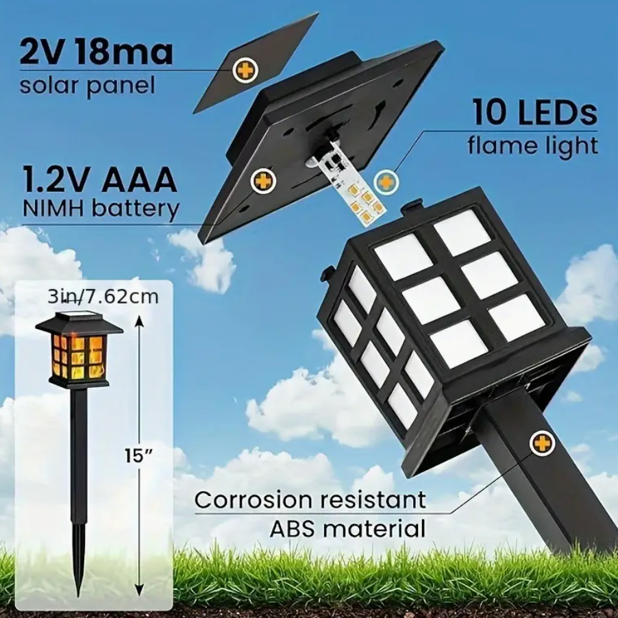 Automatic Solar Pathway Garden Lights - 6 pieces