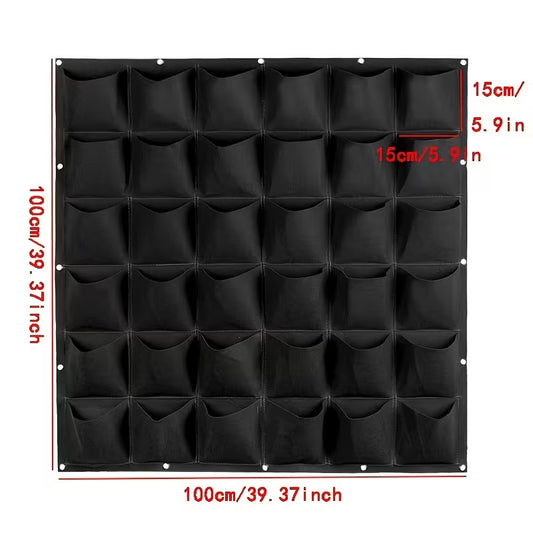 Wall-Mounted Garden Grow Bags - 36 BLACK POCKETS