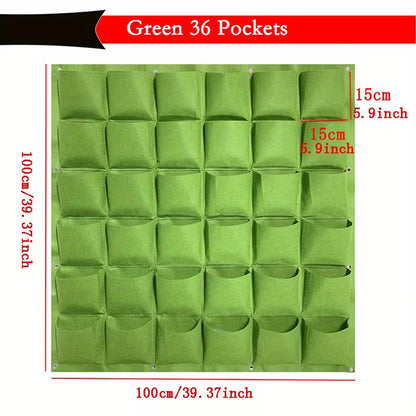 Wall-Mounted Garden Grow Bags - 36 GREEN POCKETS