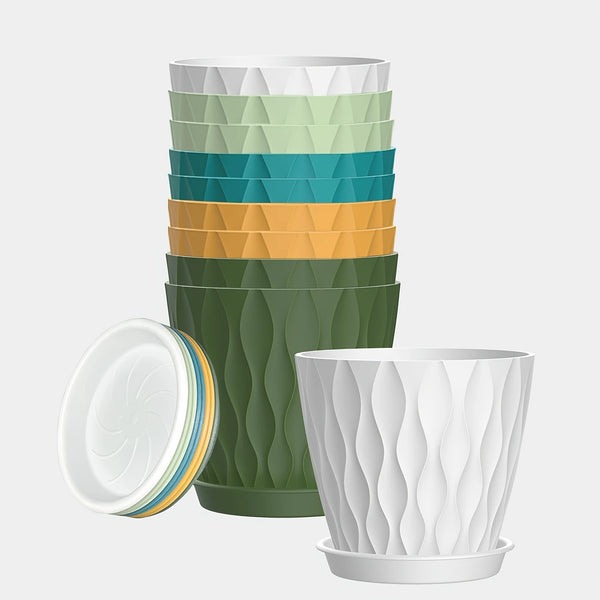 Mini Plastic Planters with Saucers