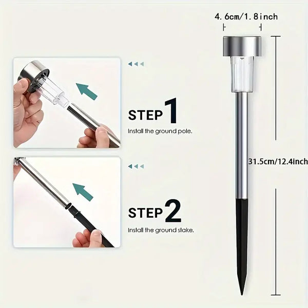 Stainless Steel Solar Lights Set - Warm Yellow - 10 lights