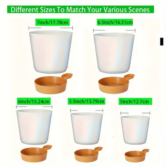 Two-Tone Self Watering Planters- Green/Brown 5pcs