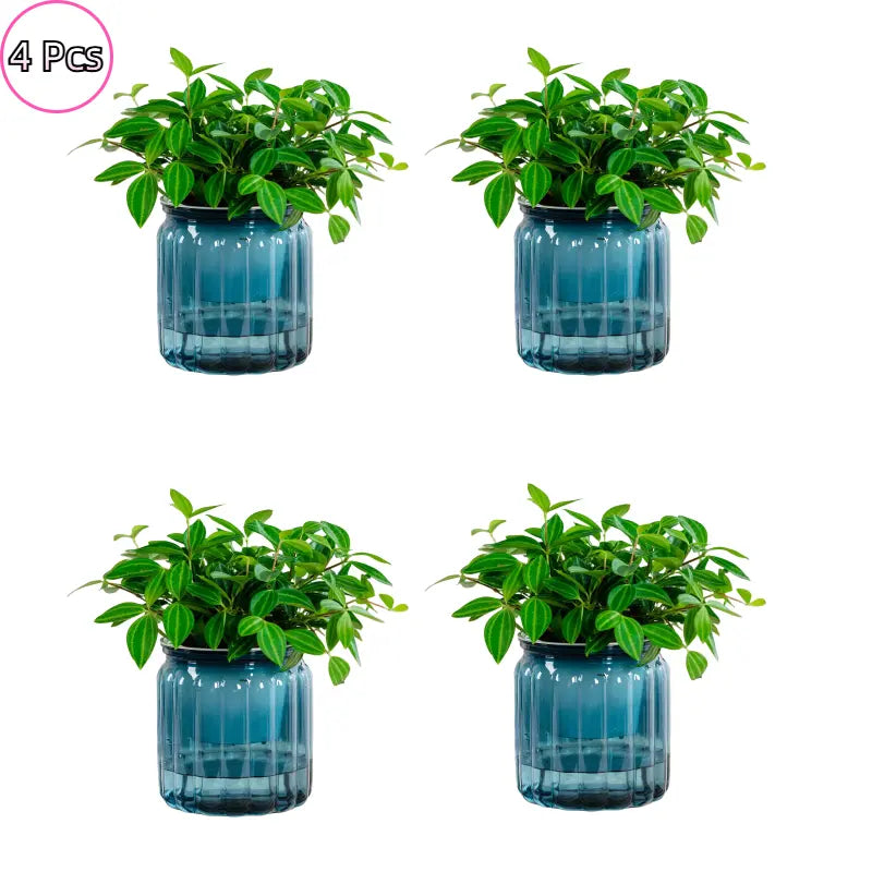 4pcs Self-Watering Planters Plastic Striped- Blue Colour
