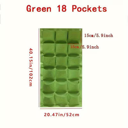 Wall-Mounted Garden Grow Bags - 18 GREEN POCKETS