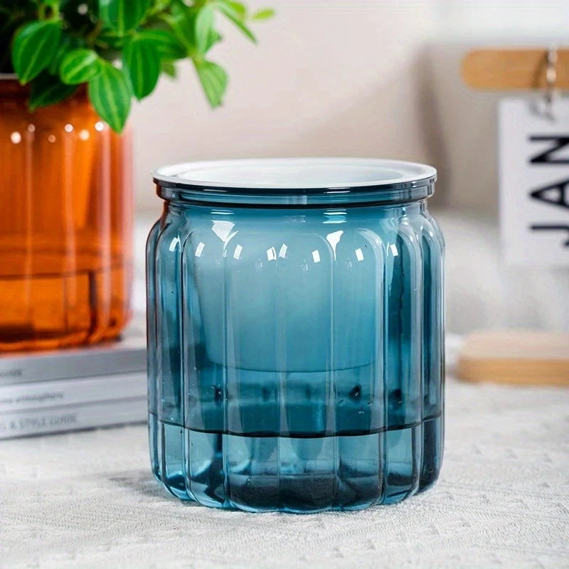 4pcs Self-Watering Planters Plastic Striped- Blue Colour