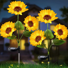 Solar Sunflower Garden Lights 3 Head Outdoor LED