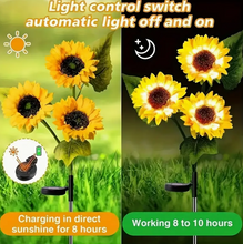 Solar Sunflower Garden Lights 3 Head Outdoor LED