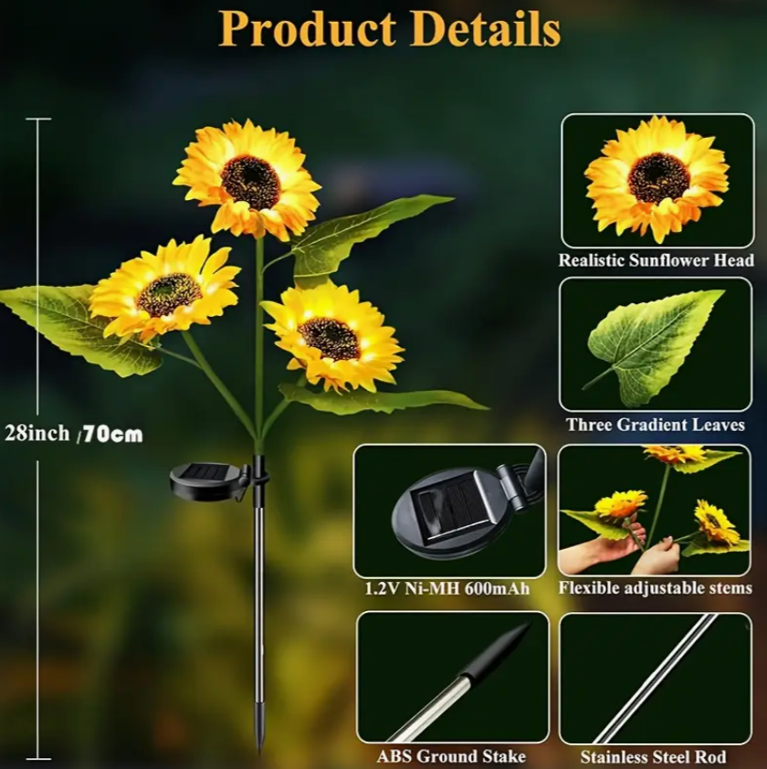 Solar-Powered Sunflower Garden Lights