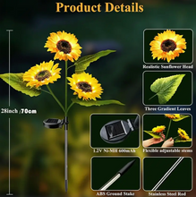 Solar Sunflower Garden Lights 3 Head Outdoor LED