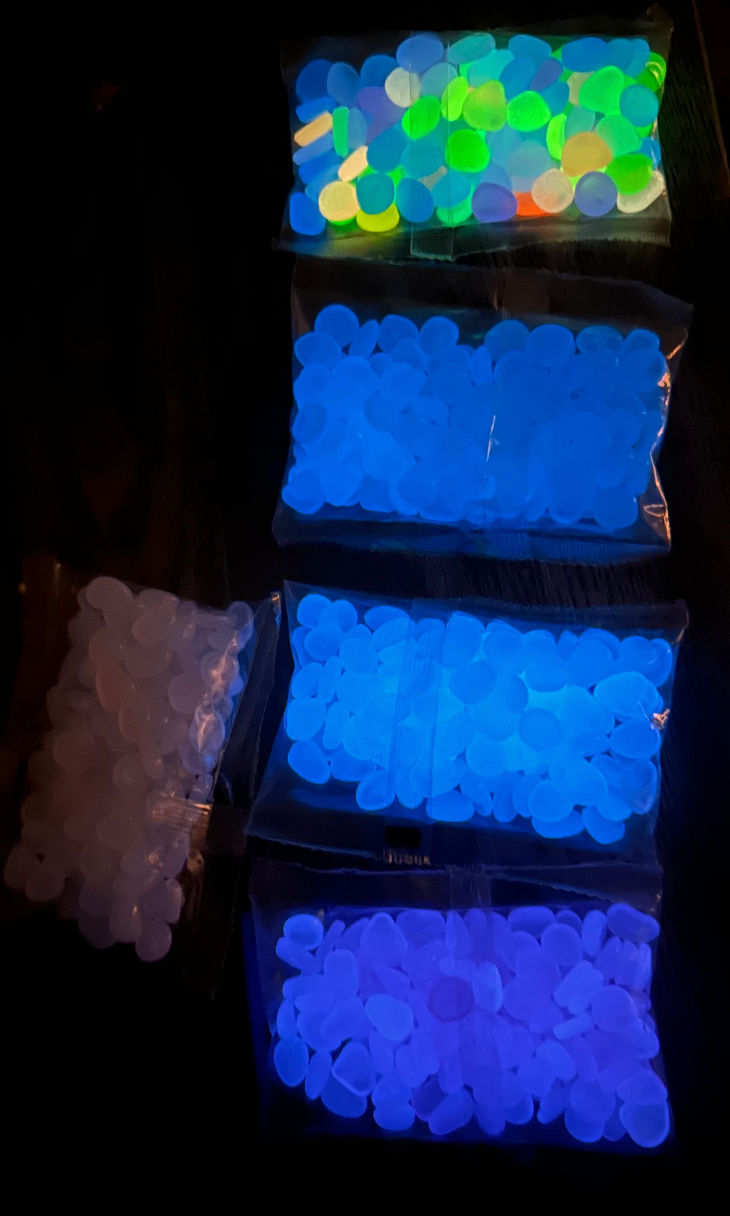 GLOW IN THE DARK Pebbles for Garden & Pots - 100pcs - Yellow