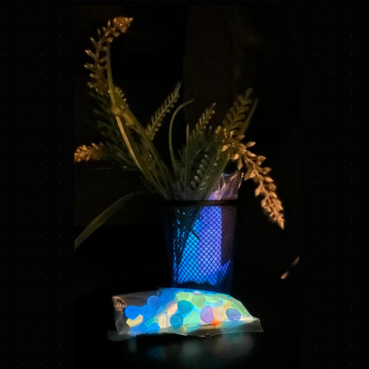 GLOW IN THE DARK Pebbles for Garden & Pots - 100pcs - Yellow