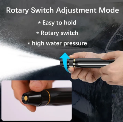 Handheld device with rotary switch and high water pressure feature.