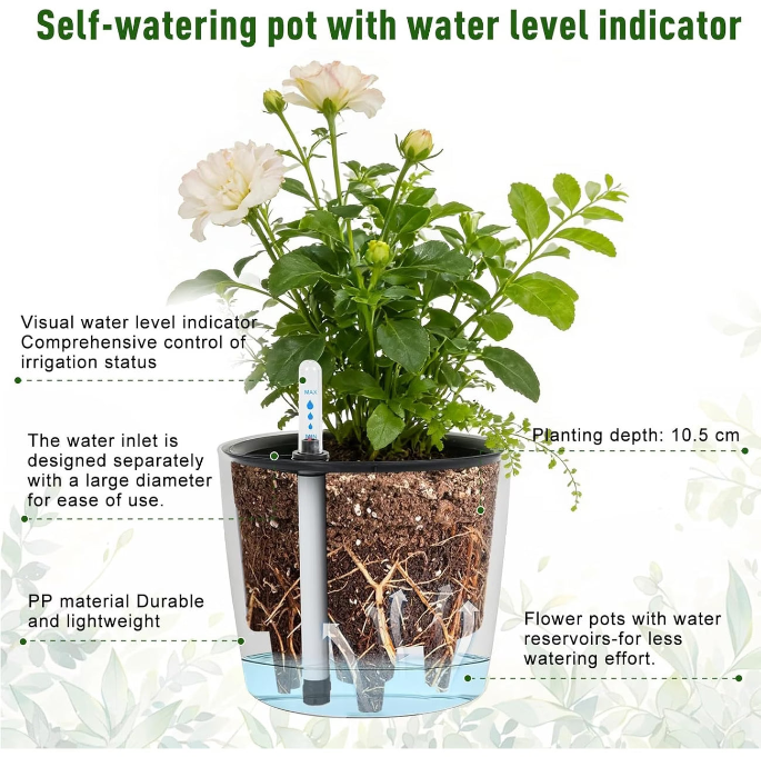Self Watering Plant With Water Level Indicator (Green)