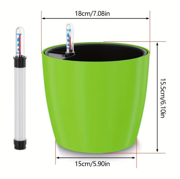 Self Watering Plant With Water Level Indicator (Green)