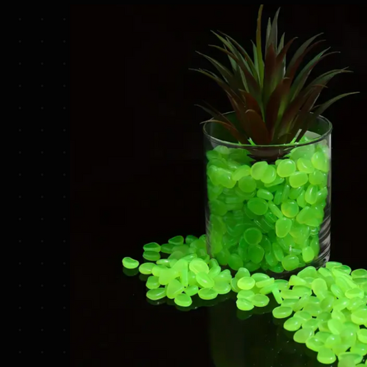 GLOW IN THE DARK Pebbles for Garden & Pots - 100pcs - Green