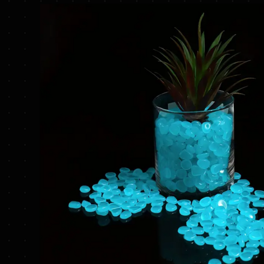 GLOW IN THE DARK  Pebbles for Garden & Pots - 100pcs - Blue