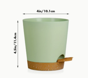 Two-Tone Self Watering Planters- Green/Brown 2pcs