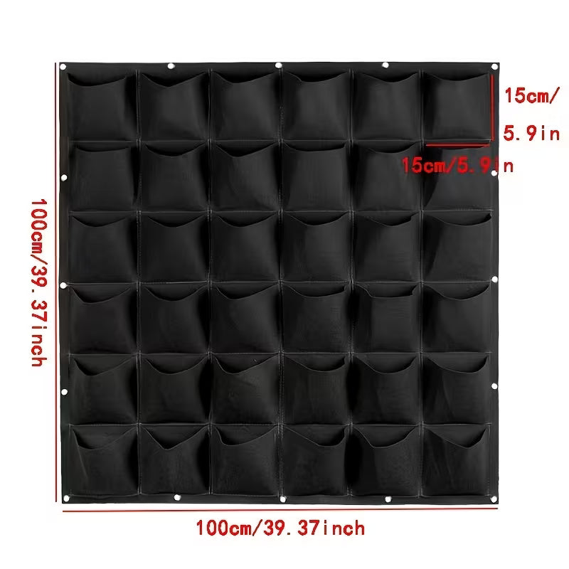 Wall-Mounted Garden Grow Bags - 36 BLACK POCKETS