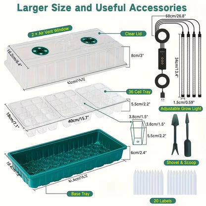Versatile Seed Starter Kit with LED Lights 2 PCs