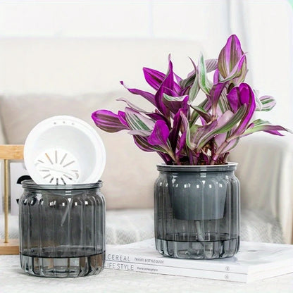 4pcs Self-Watering Planters Plastic Striped- Multi colored