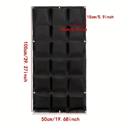 Wall-Mounted Garden Grow Bags - 18 BLACK POCKETS